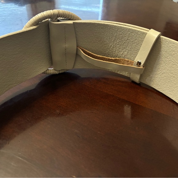 Rachel Parcell Wide Leather‎ Belt Cream Size Medium - Picture 3 of 11